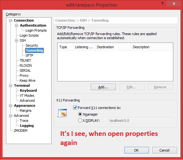 With last update i can't check Forward X11 to X Display [6] Forum